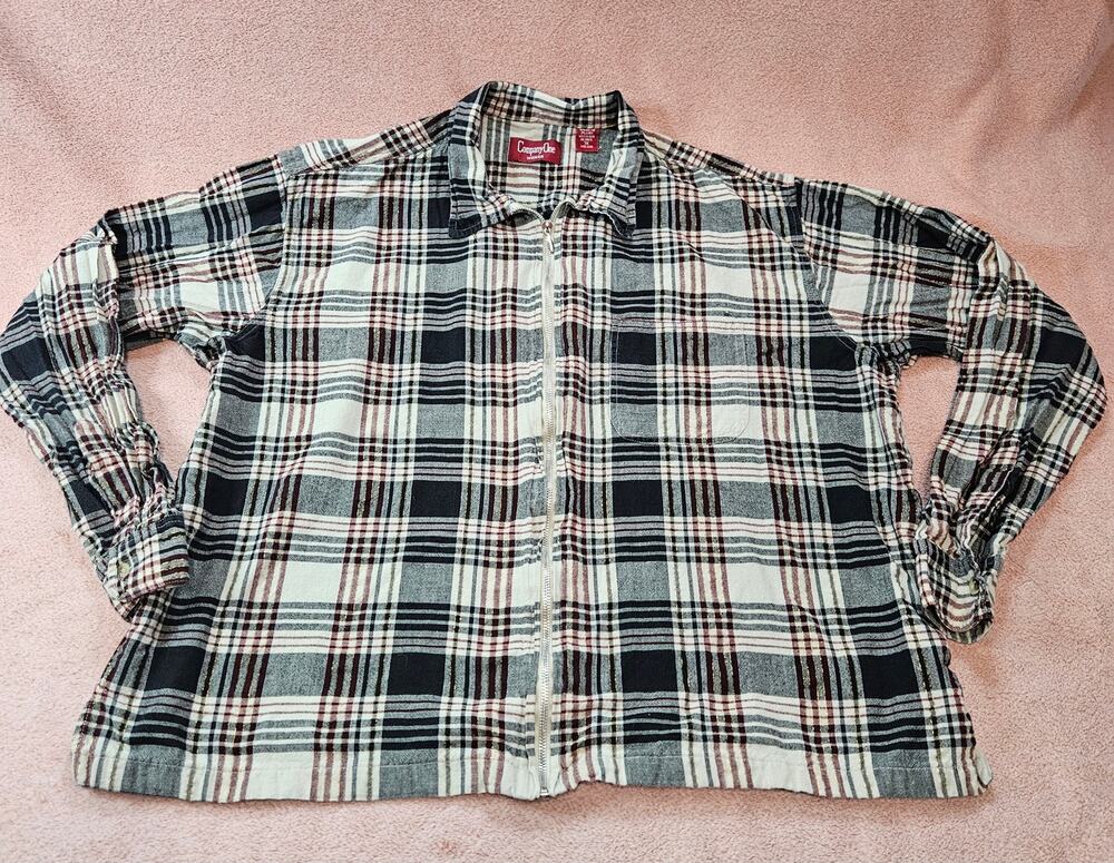 Company One Women's Plaid Full-Zip Flannel Shirt w/Chest Pocket 3X